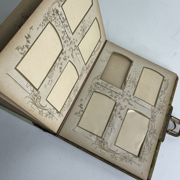 Antique Celluloid Repousse floral Cabinet Card Album ephemera art project Damage - Picture 11 of 14